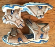 BARTEK komfortowe skórzane sandały sandałki na rzepy blue&grey ŁADNE r. 29