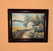 Obraz olejne tryptyk na płótnie 3 sztuki vintage pejzaże w ramie 