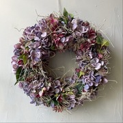 Wianek na drzwi patyki hortensje sztuczny 47cm