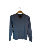 Sweter w serek Tommy Hilfiger niebieski z logiem m