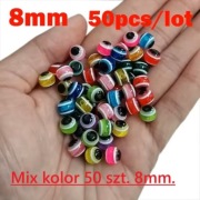 Koraliki blokujące mix kolor 50 szt. 8mm Rybie oko.