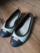 Hunter baleriny gumowe 40/41 wodoodporne klasyczne czarne seledyn jasne 