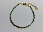  Bransoletka handmade zoisyt z rubinem kamienie złota zielona róż prezent