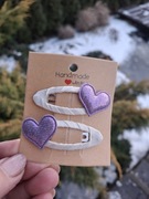 Mini spinki do włosów dla niemowląt dziewczynek handmade 2 szt. serduszko