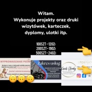 Projekty wizytówek, karteczek, ulotek, dyplomów itp.