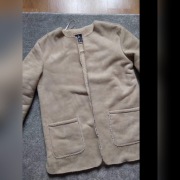 Kożuszek szary futerko ciepły kardigan beżowy 