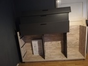 Komoda nowoczesna 224 cm – kolor grafit & dąb sonoma szary