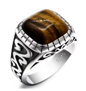 Srebrny sygnet męski tygrysie oko, klasyka stylu handmade srebro 925