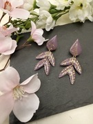 Unikatowe Kolczyki Kaskadowe "Lawendowe Złoto"HandMade z Gliny Polimerowej