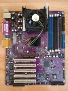 Retro płyta główna ECS P4IBASD + procesor Intel Celeron 1,7 GHz chłodzenie