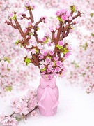 DEKORACYJNY WAZON 3D - PASTELOWY RÓŻ Z KOKARDĄ