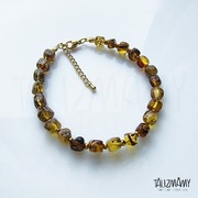 Bransoletka z bursztynem, hematytem 