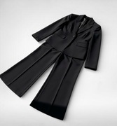 Czarny elegancki komplet damski modny garnitur marynarka do pracy + GRATIS