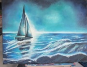 Obraz ręcznie malowany żaglowka