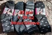20 par skarpety skarpetki damskie dziewczęce, r. 39-42, czarne,bezuciskowe 