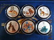 Srebrne Monety komplet Lunar III kolor 2020 - 2025 - 6 monet 1oz