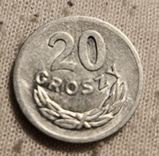 Moneta 20gr z roku 1973 bez znaku mennicy 