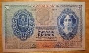 Austro-Węgry , 20 Kronen , koron , 1907 rok, stan 3,  rzadki