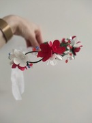 Czerwono-biały wianek na głowę, patriotyczny polski wianek, opaska na głowę