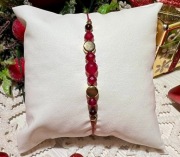 Bransoletka kamienie naturalne - granat - chalcedon - PREZENT