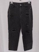 Shein damskie czarne spodnie jeansy z dziurami 85% bawełna L/40