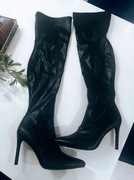 Czarne kozaki długie za kolano na szpilce eko skóra 41