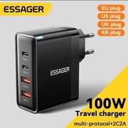 Ładowarka Essager 100W GaN | Super Szybka Ładowarka 4port USB-C USB-A QC|PD