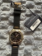 Zegarek Tommy Hilfiger – Czarna tarcza, złote detale – Nowy z metką