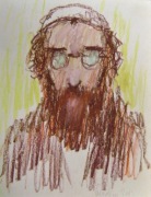 PORTRET ŻYD pastel olejny 23x18cm