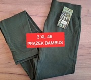 Nowe Leginsy 3 XL 46 bambusowe khaki prążkowane wysoki stan bezszwowe