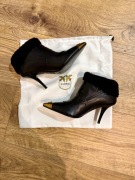 NOWE PINKO Lucy 25 Czarne botki na obcasie 38