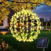 Wisząca kula świetlna Zielony liść 30 cm 120 LED 8 trybów ciepła biel