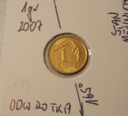 1 gr 2007 r. DESTRUKT... SUPER ODWROTKA z woreczka, mennicza P13