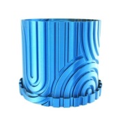 Doniczka z podstawką okrągła stylowa geometryczna w łuki 10cm