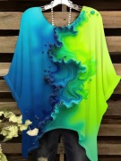 Tunika bluzka seledynowo-niebieska w dużym rozmiarze r. 54-58