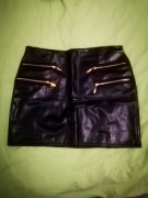 Skórzana Spódniczka ze złotymi suwakami 