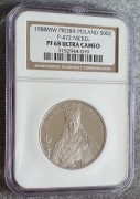 Jadwiga nikiel próba 500 zł 1988 rok NGC PF68