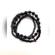 Zestaw 3 bransoletek - krzyżyk, hematyt, kamień