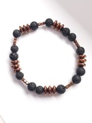 Bransoletka męska na gumce 20cm hematyt lawa kamienie naturalne 