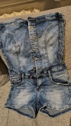 Spodenki wysoki stan z gorsetem kombinezon jeans s 36