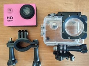 2x Kamera Sportowa Wodoodporna 30M 1080P FULL HD LCD EKRAN 2" Różowa