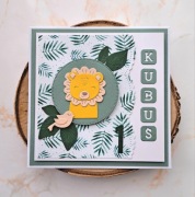 Personalizowana kartka na roczek, 2, 3 urodziny z lwem i imieniem dziecka