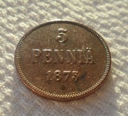Wielkie Księstwo Finlandii Aleksander II Romanow 5 penni penniä 1875 KM#4.2