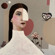 Rozkwit / obraz kobieta z motylami motyl / Magda Kubiak 50x50 cm