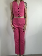 Różowy garnitur damski, kamizelka+spodnie, elegancki rozm. S Sinsay