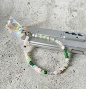 Biżuteryjna smycz do telefonu Agat i Kwarc Różowy, Mattè Prism