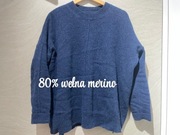 Wełniany sweter navy blue granatowy niebieski półgolf wool