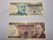 Dwa banknoty z PRL 500 000 tyś i 1 000 000 milion - Stan UNC. Aukcja BCM