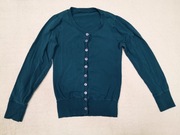 Niebieski morski elegancki zapinany sweter bluza ok. 36 - 38