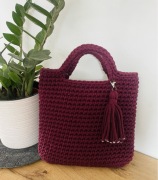 Torba do ręki ze sznurka,bordowa
